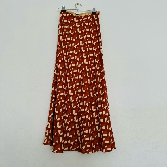 ZARA Orange Yellow Cream Beaded Maxi Skirt Size Small - Picture 14 of 16